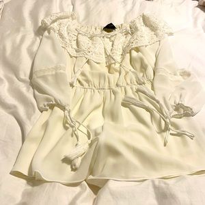 White romper with lace detail